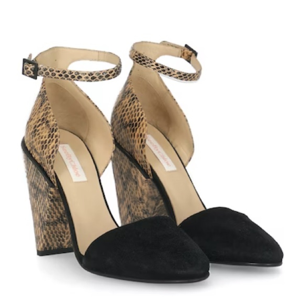 See by Chloe snakeskin block heel pump